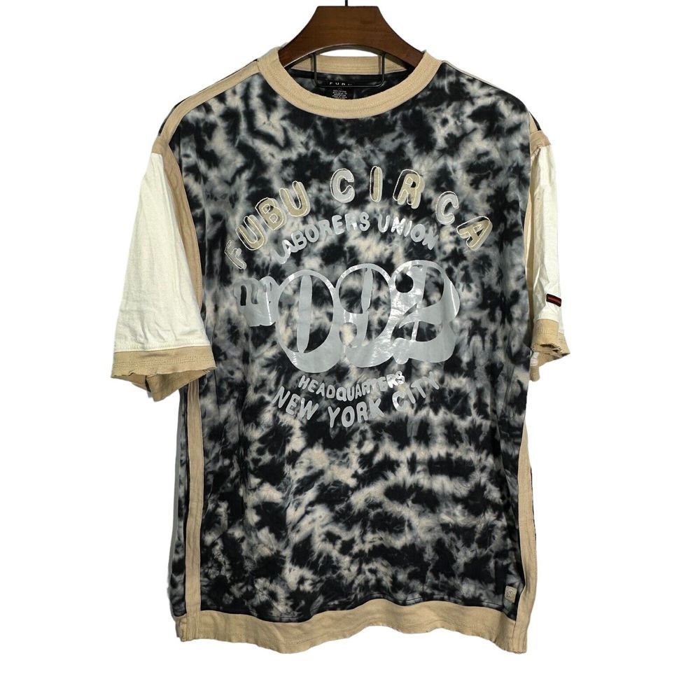 FUBU Circa Laborers Union 092 NYC Streetwear Tie Dye Mens Vintage Open Seams XL